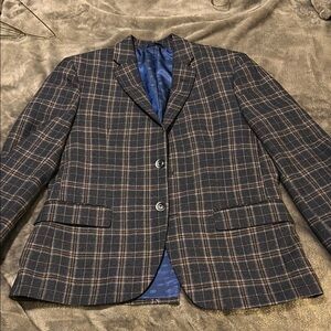 Ben Sherman Men's Checkered Blazer - Brown and Blue